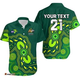 Custom Text And Number Australia Rugby Sevens Hawaiian Shirt Aboriginal