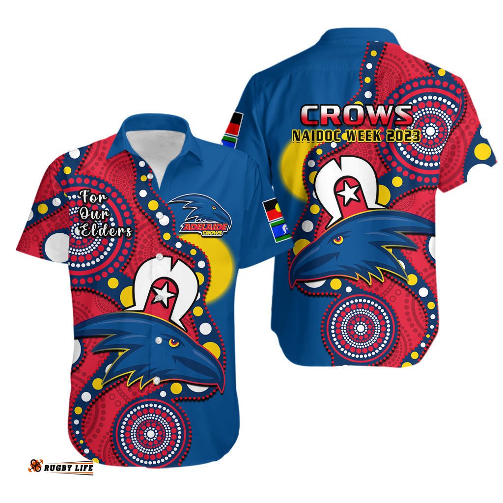 Adelaide Football NAIDOC Hawaiian Shirt Crows For Our Elders Indigenous