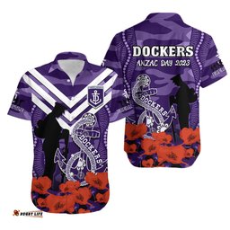 Dockers Football ANZAC Hawaiian Shirt Aboriginal Mix Poppy Camouflage