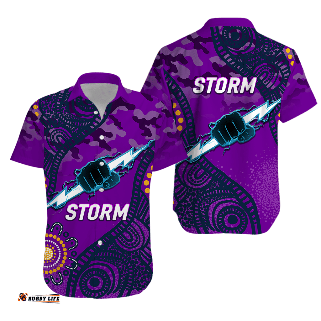 Storm Rugby ANZAC Day Camouflage Indigenous Art Hawaiian Shirt