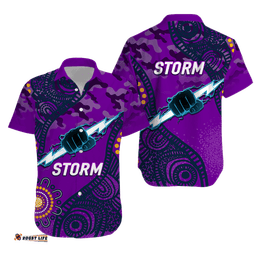 Storm Rugby ANZAC Day Camouflage Indigenous Art Hawaiian Shirt