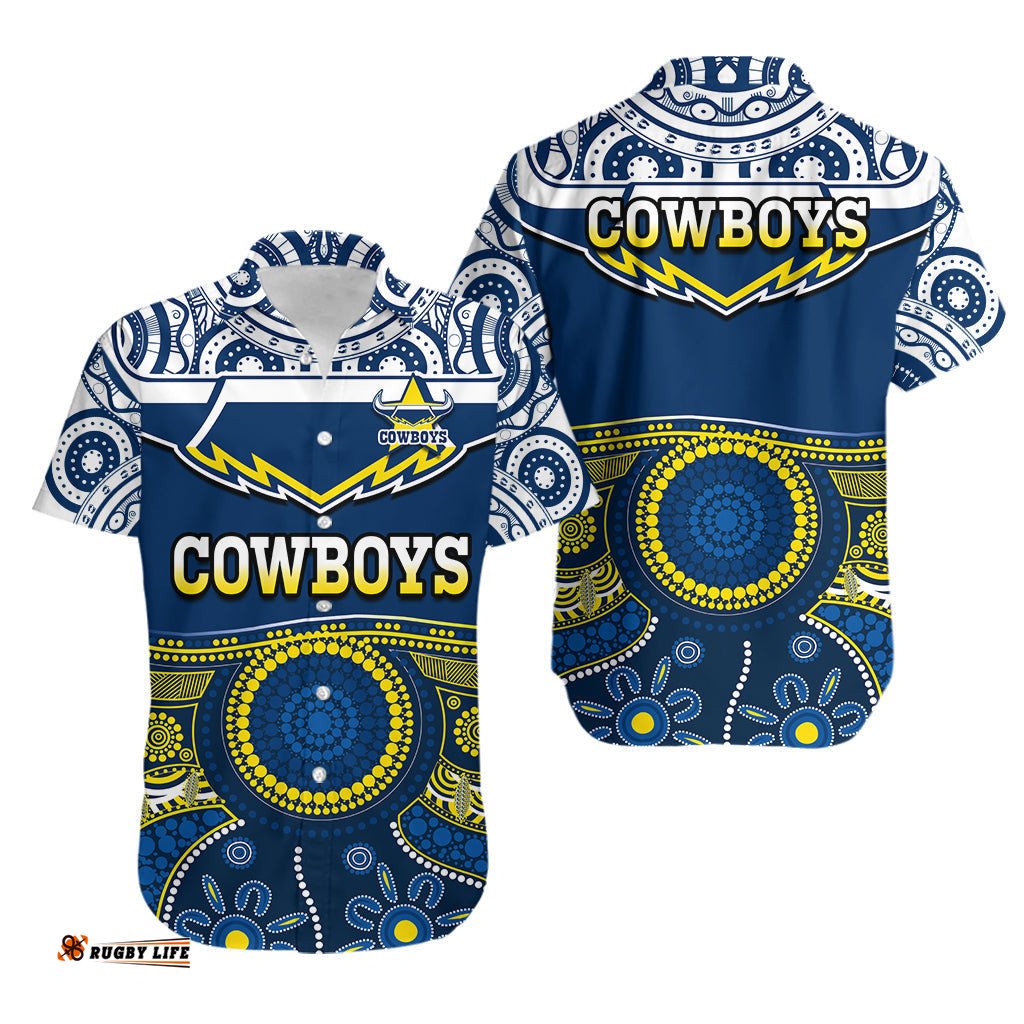 Cowboys Rugby Hawaiian Shirt Aboriginal Art