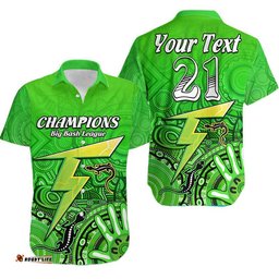 Custom Personalised Sydney Thunder Cricket Champions Hawaiian Shirt Lizard Indigenous Aboriginal