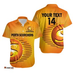 Custom Text And Number Perth Scorchers Cricket Hawaiian Shirt Simple Style