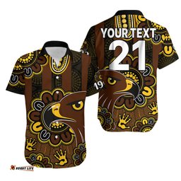Custom Personalised AFL Hawthorn Hawks 1902 Aboriginal Hawaiian Shirt