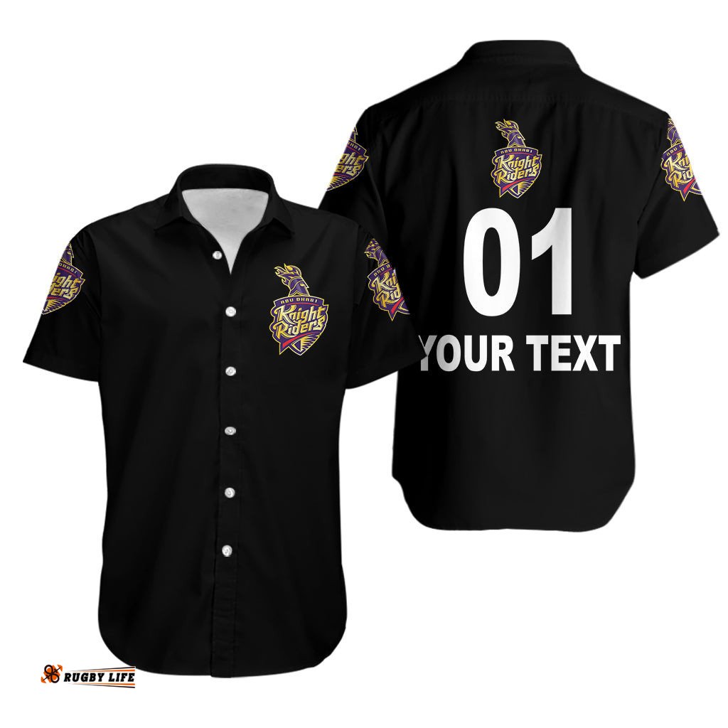 Custom Personalised Abu Dhabi Knight Riders ILT20 ADKR Cricket Simplified Vibes Black Hawaiian Shirt