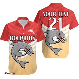 Custom Text And Number Redcliffe Dolphins Rugby Hawaiian Shirt Simple Style