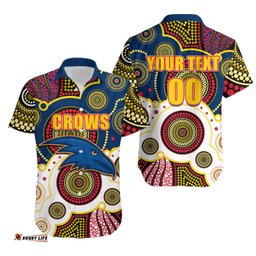 Custom Personalised And Number Crows AFL Hawaiian Shirt Aboriginal Patterns