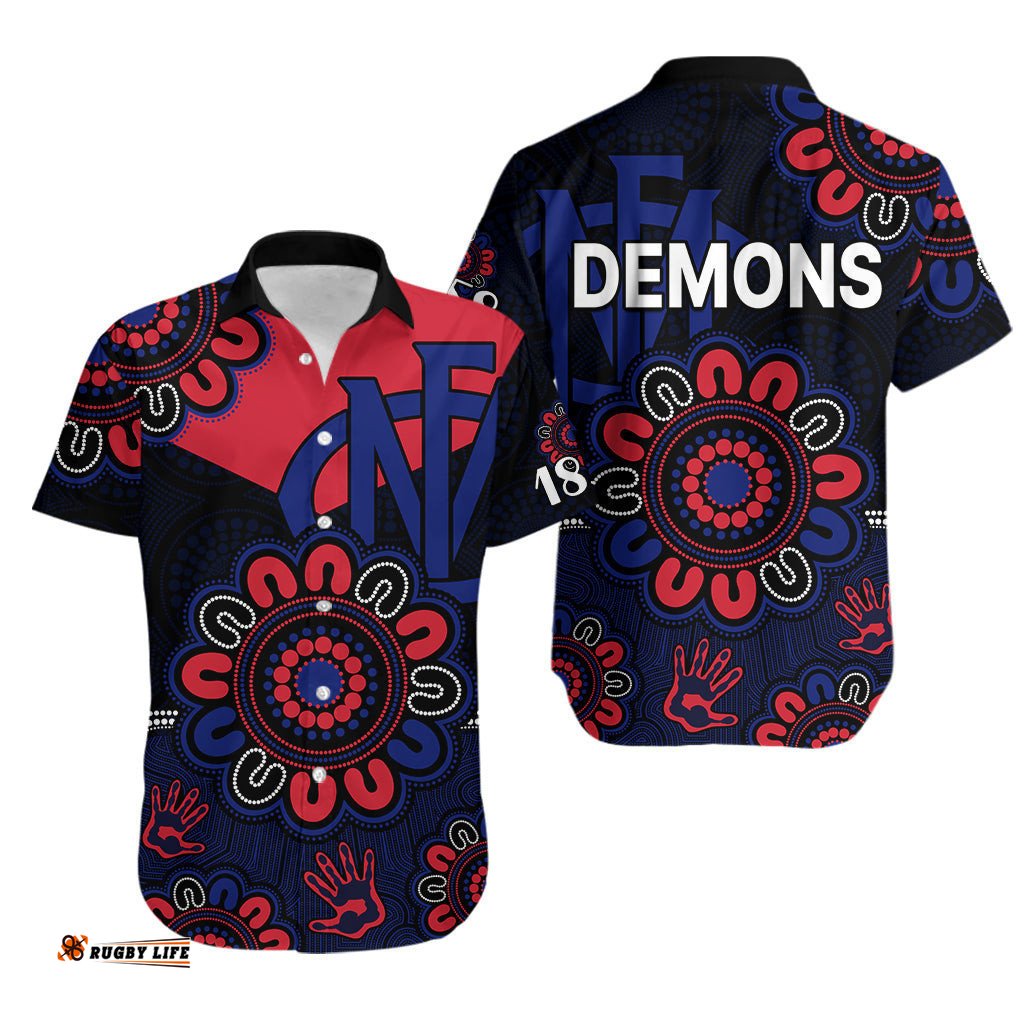 AFL Melbourne Demons 1858 Aboriginal Hawaiian Shirt