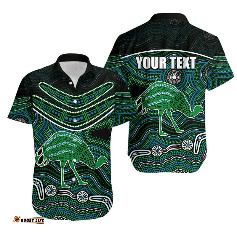 Custom Personalised Emu Aboriginal Boomerang Hawaiian Shirt No.3