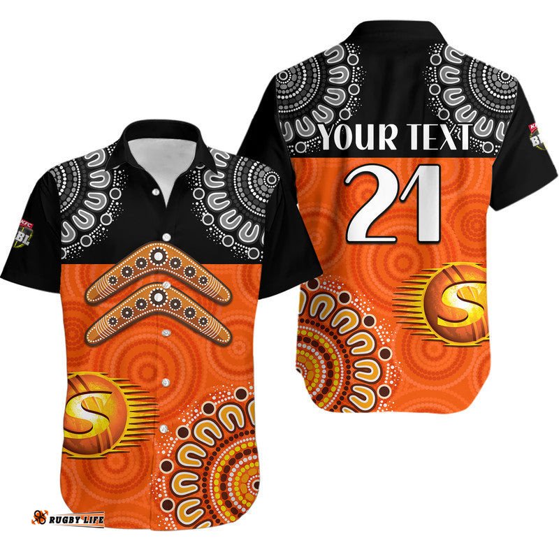 Custom Personalised Perth Scorchers Cricket Hawaiian Shirt Aboriginal Double Boomerang