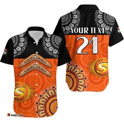 Custom Personalised Perth Scorchers Cricket Hawaiian Shirt Aboriginal Double Boomerang