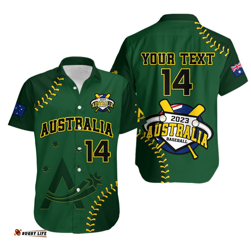 Custom Text And Number Australia Baseball Hawaiian Shirt Go Aussie
