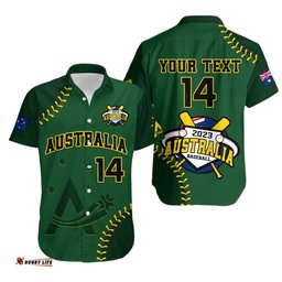 Custom Text And Number Australia Baseball Hawaiian Shirt Go Aussie