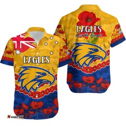 West Coast Eagles Football ANZAC Hawaiian Shirt Lest We Forget