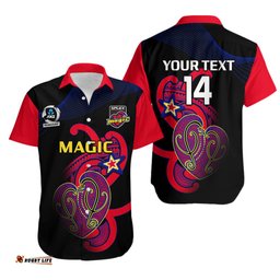 Custom Text And Number Aotearoa Netball Hawaiian Shirt Waikato Bay of Plenty Magic ANZ Premiership