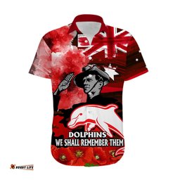Custom Personalised ANZAC Dolphins Rugby Hawaiian Shirt We Shall Remember