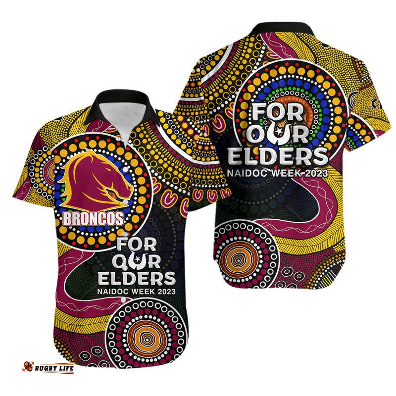 Broncos Rugby Hawaiian Shirt NAIDOC Aboriginal