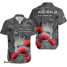 Remembrance Day Hawaiian Shirt Soldier Australian Army Rising Sun With Red Poppy