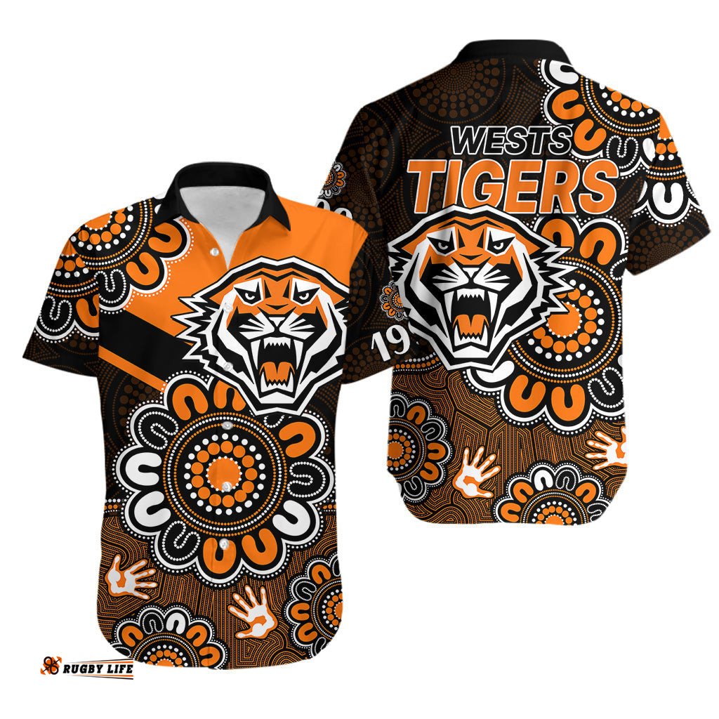 NRL Wests Tigers Rugby Founded 1999 Aboriginal Hawaiian Shirt