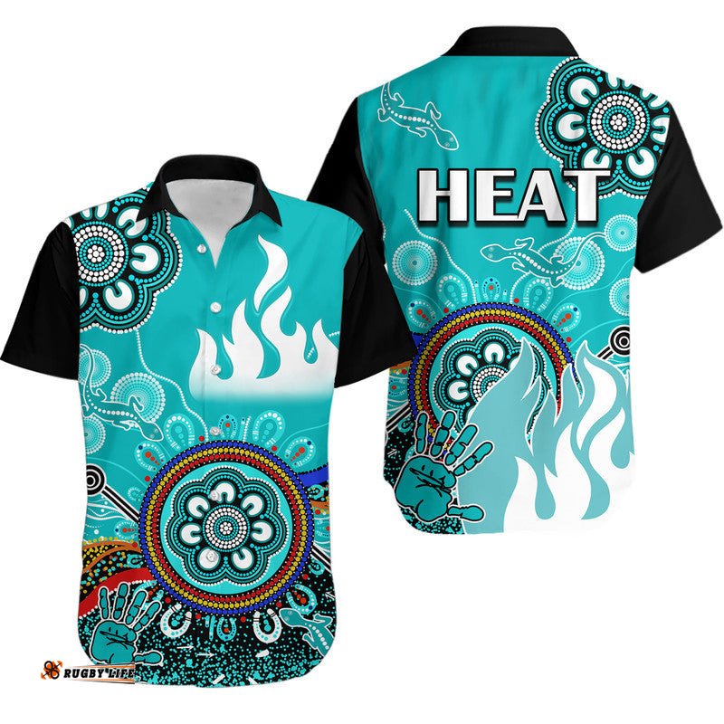 Brisbane Heat Hawaiian Shirt Cricket Indigenous Aboriginal Lizard Version