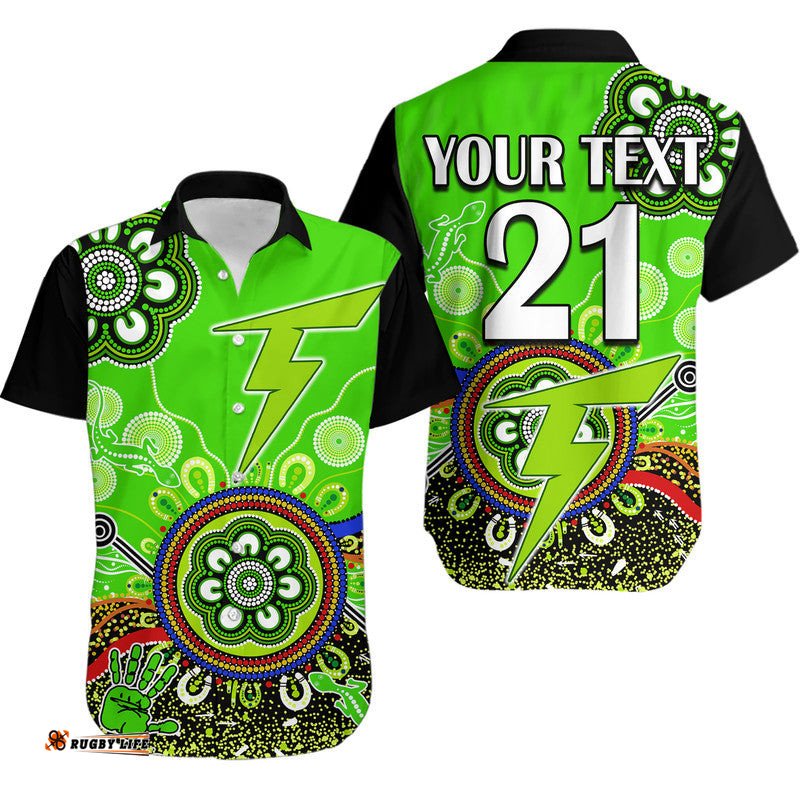 Custom Personalised Sydney Thunder Hawaiian Shirt Cricket Indigenous Aboriginal Lizard Version