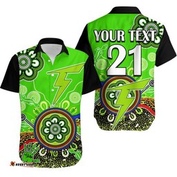 Custom Personalised Sydney Thunder Hawaiian Shirt Cricket Indigenous Aboriginal Lizard Version