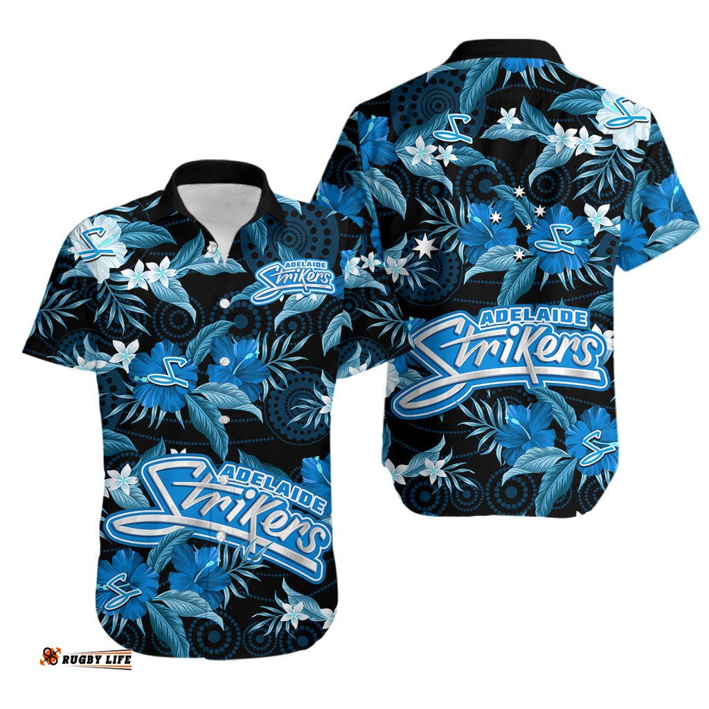 Adelaide Strikers Cricket Hawaiian Shirt Aboriginal Art Mix Tropical Flowers