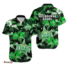 Melbourne Stars Cricket Hawaiian Shirt Aboriginal Art Mix Tropical Flowers
