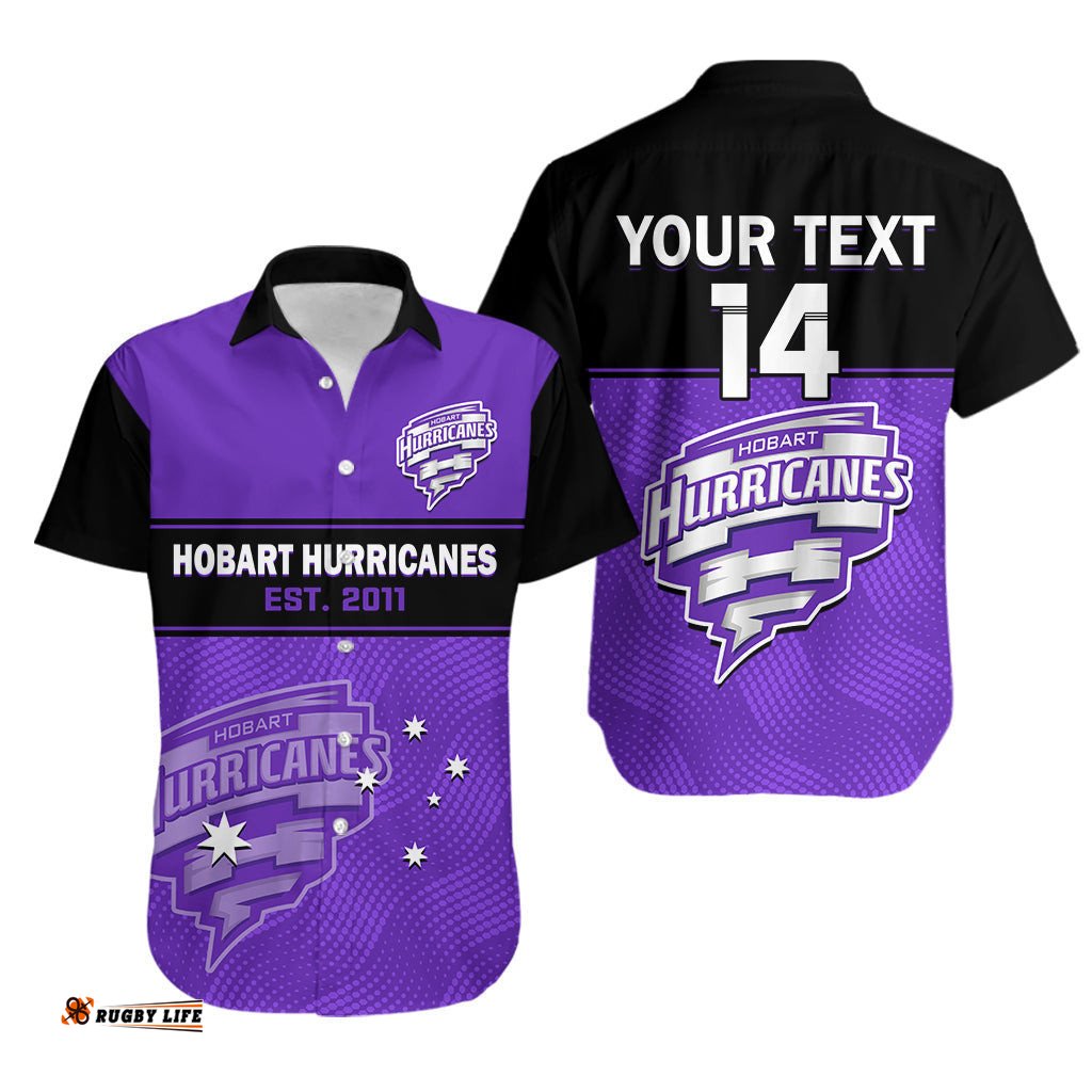 Custom Text And Number Hobart Hurricanes Cricket Hawaiian Shirt Est 2011 Sporty