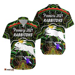 South Sydney Rabbitohs Hawaiian Shirt Indigenous Premiers The King Black