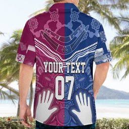 Personalised QLD Maroons Mix NSW Blues Indigenous Hawaiian Shirt Rugby State of Origin