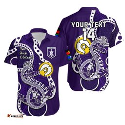 Custom Text And Number Fremantle Football NAIDOC Hawaiian Shirt Dockers For Our Elders Indigenous Art