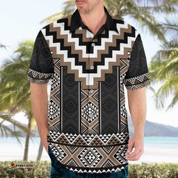 Brown Taniko Aotearoa Hawaiian Shirt Niho Taniwha Mix Poutama