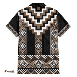 Brown Taniko Aotearoa Hawaiian Shirt Niho Taniwha Mix Poutama