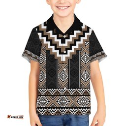 Brown Taniko Aotearoa Hawaiian Shirt Niho Taniwha Mix Poutama
