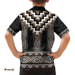 Brown Taniko Aotearoa Hawaiian Shirt Niho Taniwha Mix Poutama