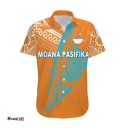 Moana Pasifika Super Rugby Tapa Pacific Island Original Orange Hawaiian Shirt