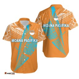 Moana Pasifika Super Rugby Tapa Pacific Island Original Orange Hawaiian Shirt