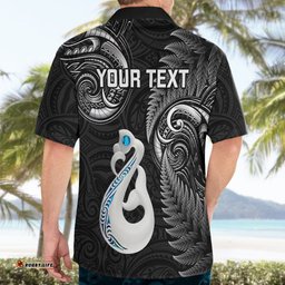 Personalised New Zealand Hawaiian Shirt Aotearoa Silver Fern With Manaia Maori Unique Black