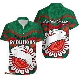 Rabbitohs Rugby ANZAC Hawaiian Shirt Camouflage Poppy