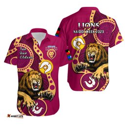Brisbane Lions Football NAIDOC Hawaiian Shirt For Our Elders Indigenous Art