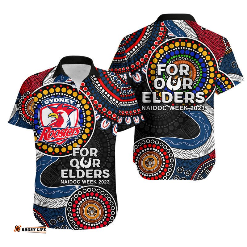 Roosters Rugby Hawaiian Shirt NAIDOC Aboriginal