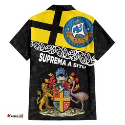 New Zealand Wellington Hawaiian Shirt The Capital's Emblems Flag and Koru Art