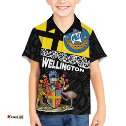New Zealand Wellington Hawaiian Shirt The Capital's Emblems Flag and Koru Art