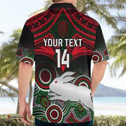 Personalised Rabbitohs Rugby Hawaiian Shirt Souths 1908 Aboriginal Mix Polynesian Pattern
