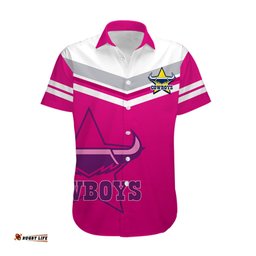 Custom Text And Number Cowboys Rugby Hawaiian Shirt Sporty Style Pink