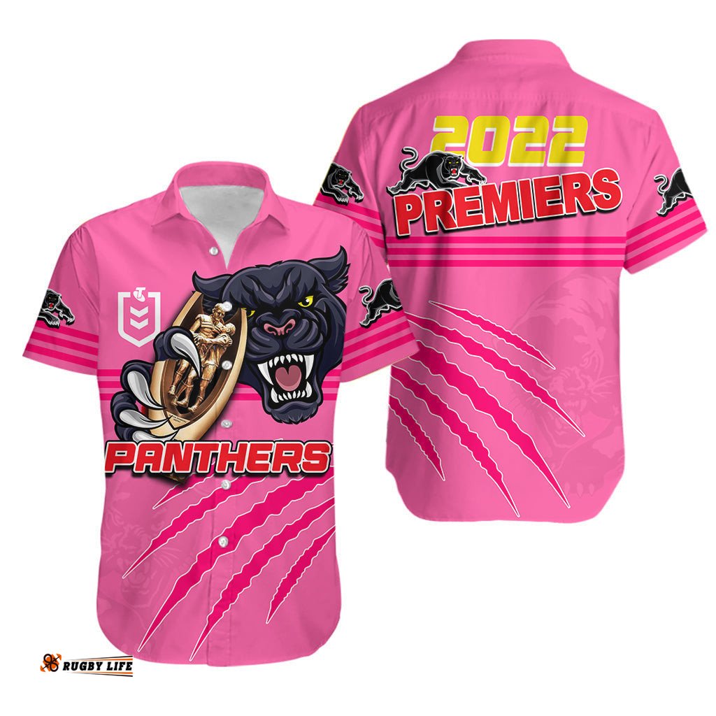 Panthers Rugby Hawaiian Shirt Premiers Pink Vibe