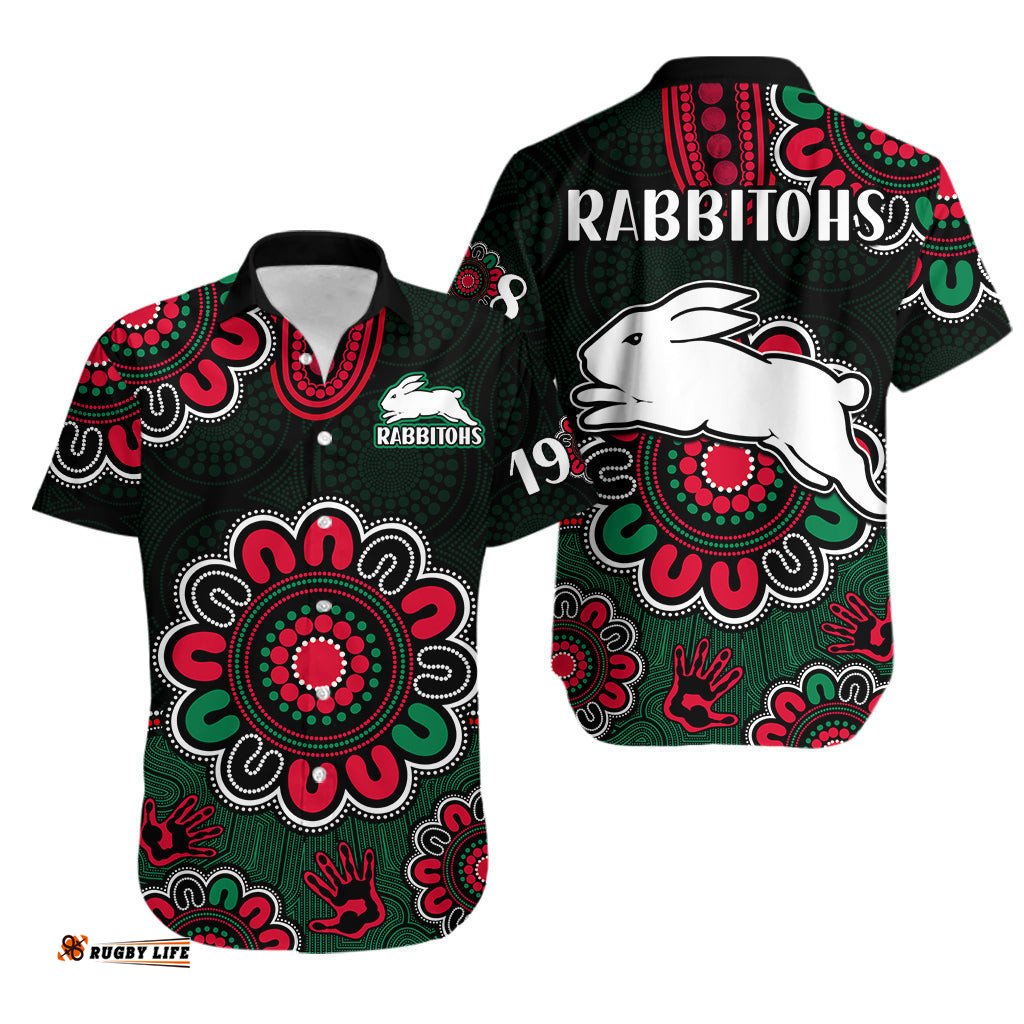 NRL Rabbitohs Rugby Hawaiian Shirt The Bunnies 1908 Aboriginal