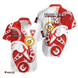 Custom Text And Number Swans Football NAIDOC Hawaiian Shirt Sydney For Our Elders Indigenous Art